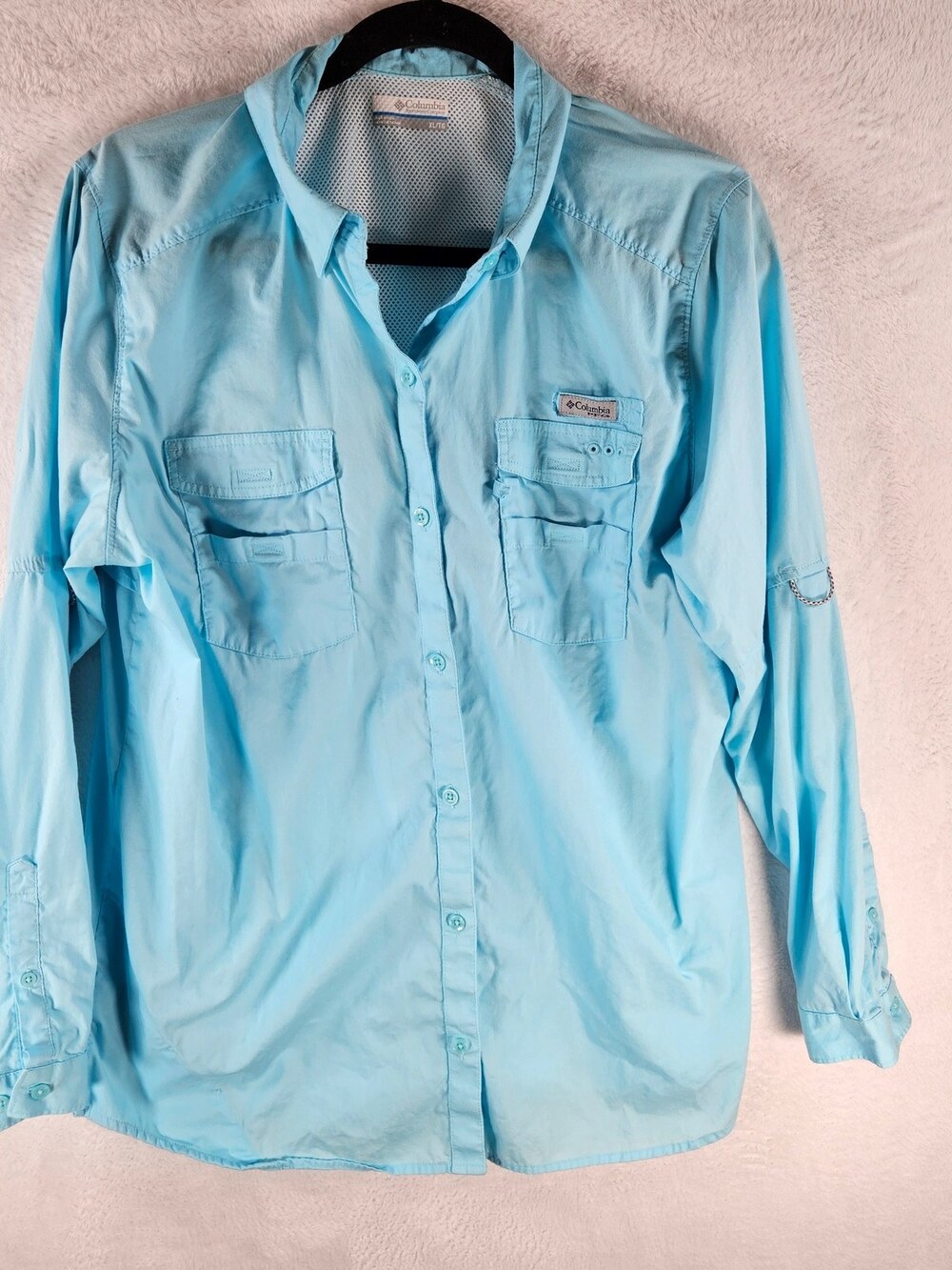 Columbia PFG Button-Down Shirt Light Blue Women's Size XL